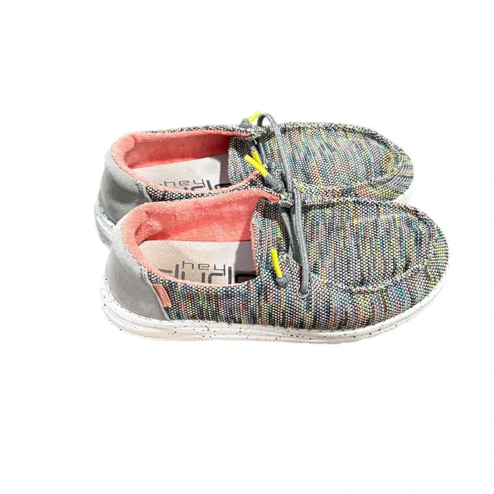 Hey Dude Multicolored Peacock Pink Woven Fabric and Slip-On Design